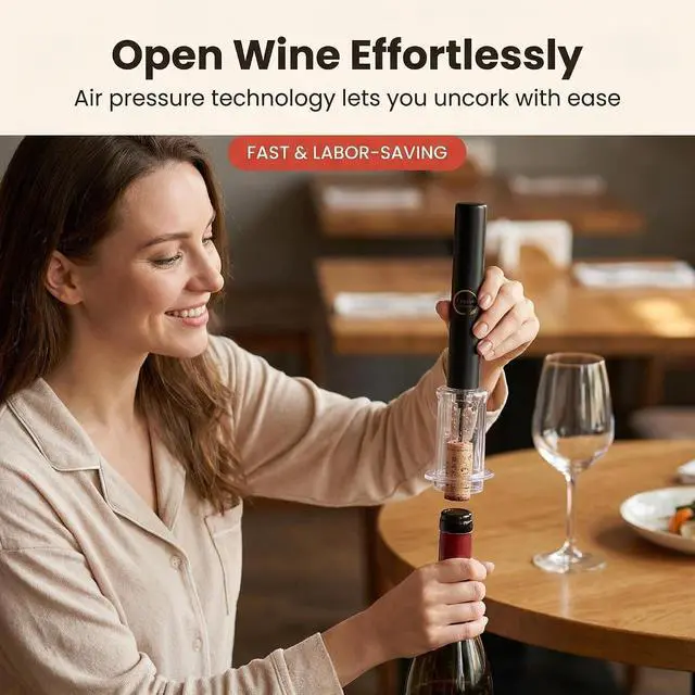 Alt view image 3 of 7 - Air Pressure Pump Bottle Opener With Foil Cutter And Aerator Pourer,Simple Cork Remover,Efficient Corkscrew Bottle Opener,Great For Wine Lovers,Perfect Wine Gift. (Black 3 set)
