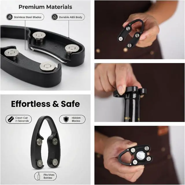 Alt view image 7 of 7 - Air Pressure Pump Bottle Opener With Foil Cutter And Aerator Pourer,Simple Cork Remover,Efficient Corkscrew Bottle Opener,Great For Wine Lovers,Perfect Wine Gift. (Black 3 set)