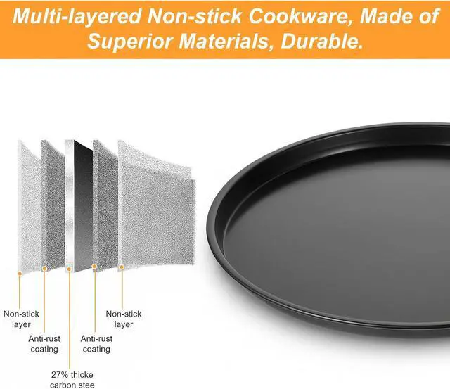 Alt view image 4 of 7 - 11.4 Inch Cookie Cake Pan, Round Cake Pan Round Cookie Sheet Nonstick Giant Shollow Baking Pans Cakes Tray Pans for Home Kitchen Baking