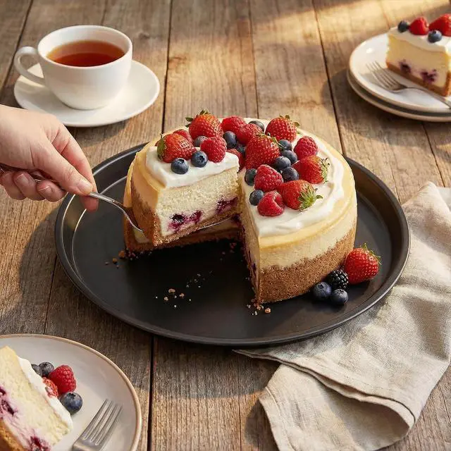 Alt view image 6 of 7 - 11.4 Inch Cookie Cake Pan, Round Cake Pan Round Cookie Sheet Nonstick Giant Shollow Baking Pans Cakes Tray Pans for Home Kitchen Baking