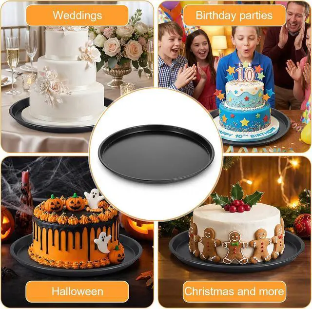 Alt view image 7 of 7 - 11.4 Inch Cookie Cake Pan, Round Cake Pan Round Cookie Sheet Nonstick Giant Shollow Baking Pans Cakes Tray Pans for Home Kitchen Baking