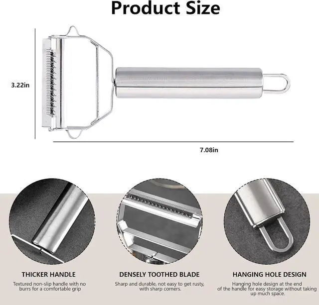 Alt view image 2 of 7 - Multifunction Stainless Steel Julienne Peeler Vegetable Peeler Double Planing Grater Kitchen Accessories Cooking Tools