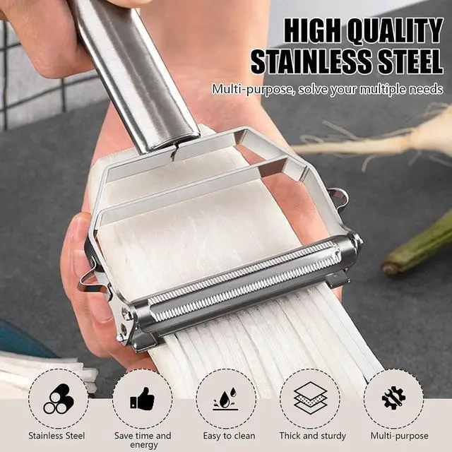 Alt view image 5 of 7 - Multifunction Stainless Steel Julienne Peeler Vegetable Peeler Double Planing Grater Kitchen Accessories Cooking Tools