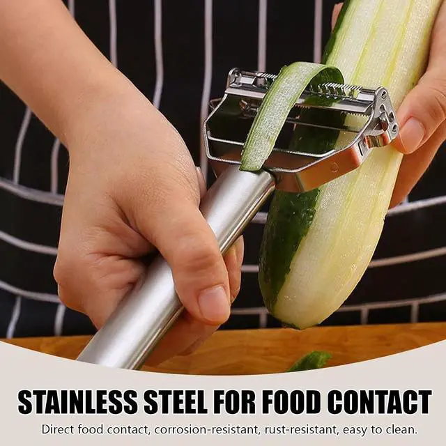 Alt view image 6 of 7 - Multifunction Stainless Steel Julienne Peeler Vegetable Peeler Double Planing Grater Kitchen Accessories Cooking Tools