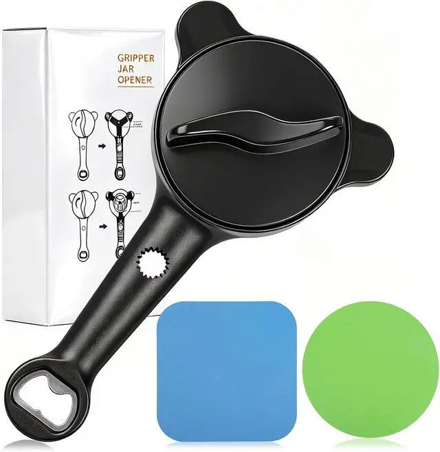 Main image of jar openers for seniors,4-in-1 Can Opener for Weak hands,Fits Kitchen Jars with Two Non-Slip Grip, Bottles & Can with Non Slip Rubber Jar opener Gripper Pad