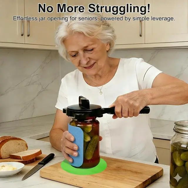 Alt view image 2 of 7 - jar openers for seniors,4-in-1 Can Opener for Weak hands,Fits Kitchen Jars with Two Non-Slip Grip, Bottles & Can with Non Slip Rubber Jar opener Gripper Pad