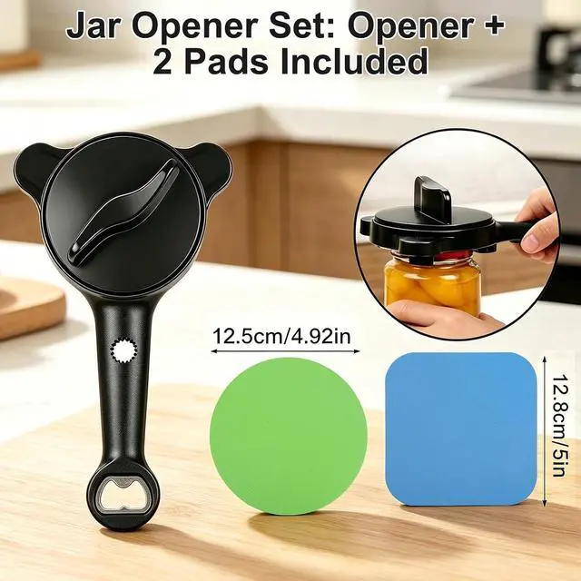 Alt view image 3 of 7 - jar openers for seniors,4-in-1 Can Opener for Weak hands,Fits Kitchen Jars with Two Non-Slip Grip, Bottles & Can with Non Slip Rubber Jar opener Gripper Pad