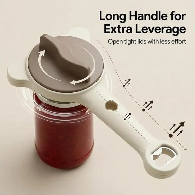 Alt view image 3 of 7 - 4-in-1 Jar Opener for Seniors, Adjustable Lid Opener with Steel Jaws and Non-Slip Handle, Effort-Saving Bottle & Jar Opener for Weak Hands and Arthritis, Opens 13.5 Inch Lids