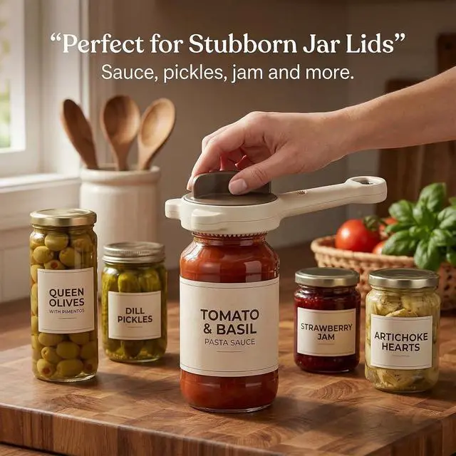 Alt view image 6 of 7 - 4-in-1 Jar Opener for Seniors, Adjustable Lid Opener with Steel Jaws and Non-Slip Handle, Effort-Saving Bottle & Jar Opener for Weak Hands and Arthritis, Opens 13.5 Inch Lids