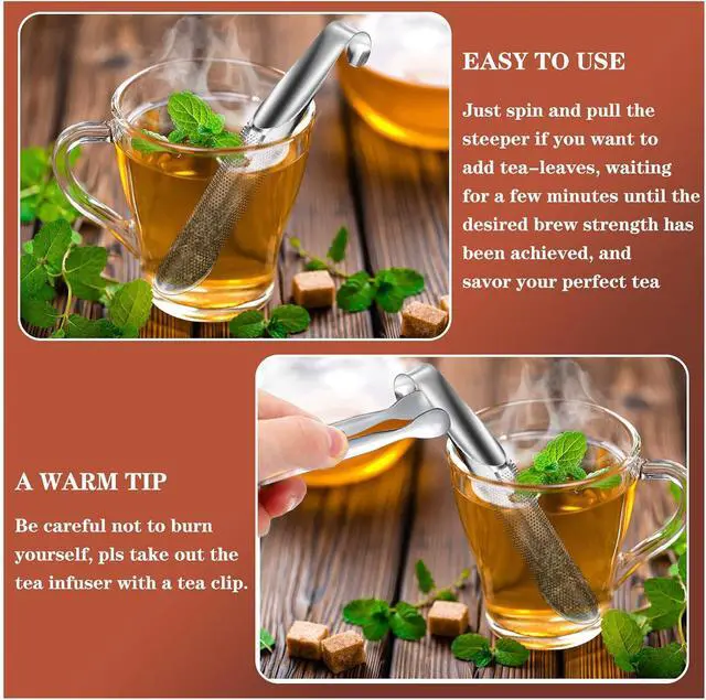 Alt view image 3 of 6 - Tea Infuser for Loose Leaf Tea, Stainless Steel Tea Diffusers with Clip Strainers Travel Fine Mesh Spoon Infusers for Loose Tea, Rose, Herbs(Set of 2)