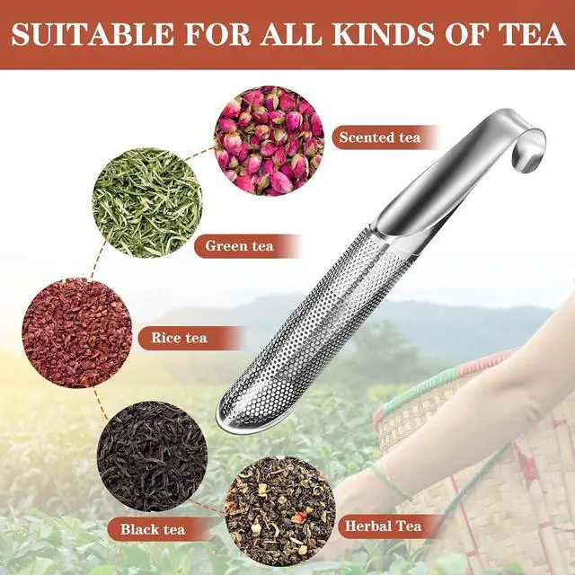 Alt view image 4 of 6 - Tea Infuser for Loose Leaf Tea, Stainless Steel Tea Diffusers with Clip Strainers Travel Fine Mesh Spoon Infusers for Loose Tea, Rose, Herbs(Set of 2)