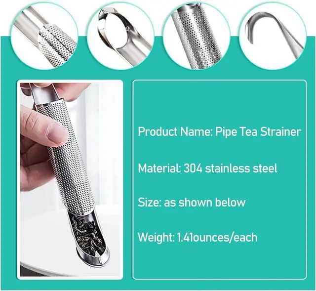 Alt view image 3 of 7 - 3 Pcs Tea Infuser and 1 Brush, tea diffusers for loose teaTea Infuser for Loose Tea Leaf, Coffee, Spices, Seasonings,Tea Infusers Pen with Hook
