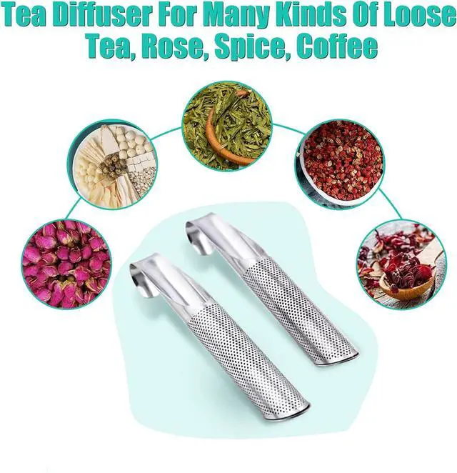 Alt view image 5 of 7 - 3 Pcs Tea Infuser and 1 Brush, tea diffusers for loose teaTea Infuser for Loose Tea Leaf, Coffee, Spices, Seasonings,Tea Infusers Pen with Hook