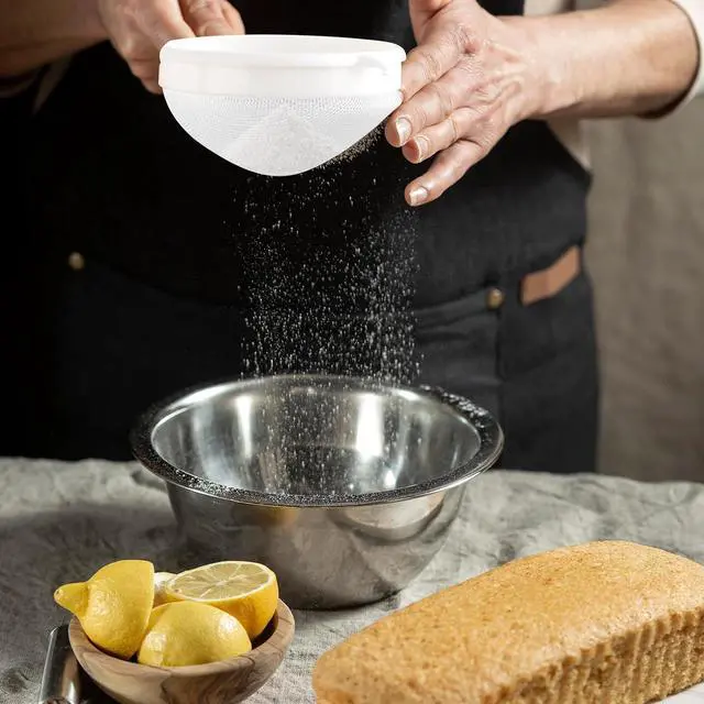 Alt view image 6 of 7 - 3 Pcs Plastic Mesh Strainer Set Colander with Handle - 3 Sizes Double Ear Food Mesh Strainer with Handle - Flour Sifter Colander - Kitchen Strainer for Baking, Tea, Juice, Pasta