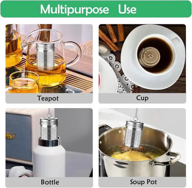 Alt view image 5 of 7 - 2 Pack Stainless Steel Tea Infusers, Extra Fine Mesh Strainers with Drip Trays, Brew Loose Tea