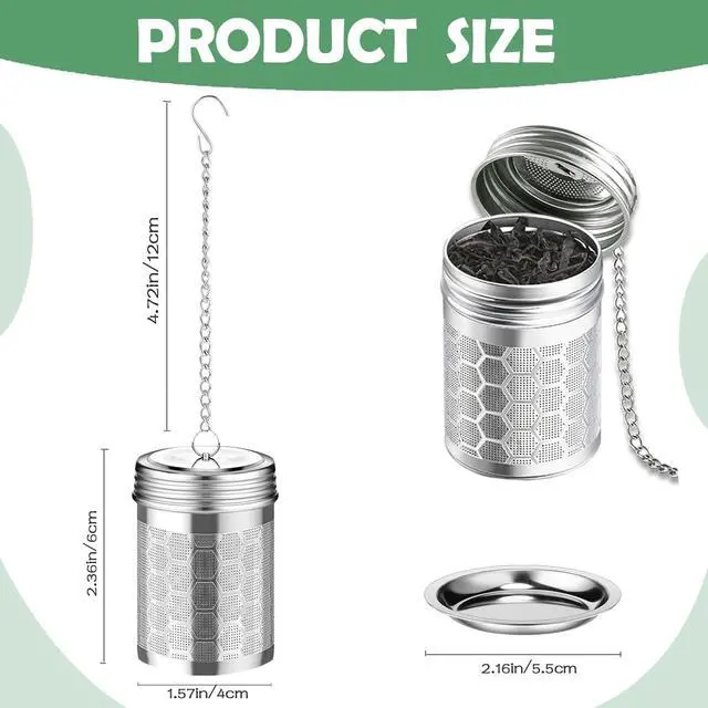 Alt view image 7 of 7 - 2 Pack Stainless Steel Tea Infusers, Extra Fine Mesh Strainers with Drip Trays, Brew Loose Tea