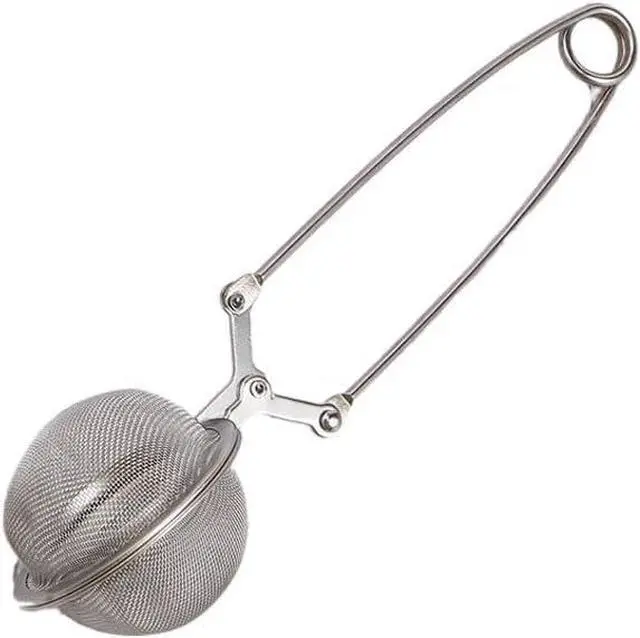 Main image of Silver Snap Ball Tea Strainer with Handle,Tea Strainer Ball Stainless Steel Tea Infuser Filter for Loose Leaf Tea Spices Seasonings Kitchen and Dining (Large)
