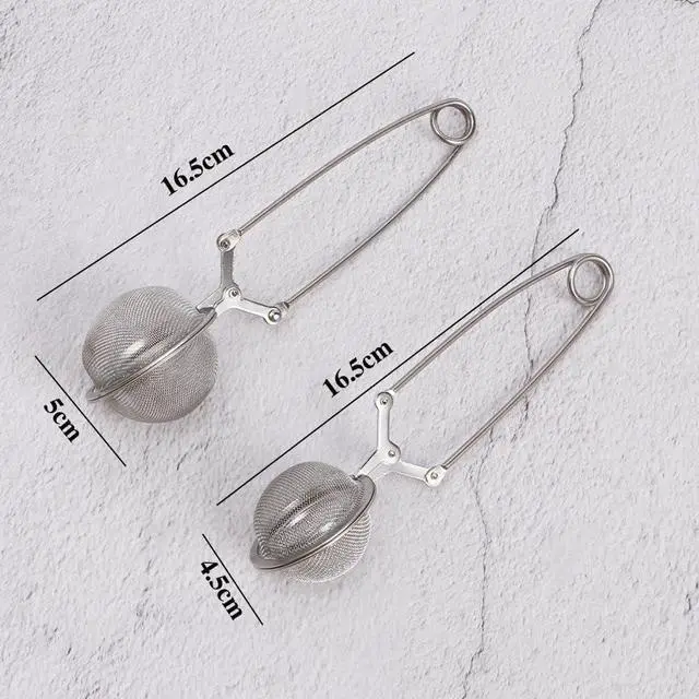 Alt view image 2 of 7 - Silver Snap Ball Tea Strainer with Handle,Tea Strainer Ball Stainless Steel Tea Infuser Filter for Loose Leaf Tea Spices Seasonings Kitchen and Dining (Large)