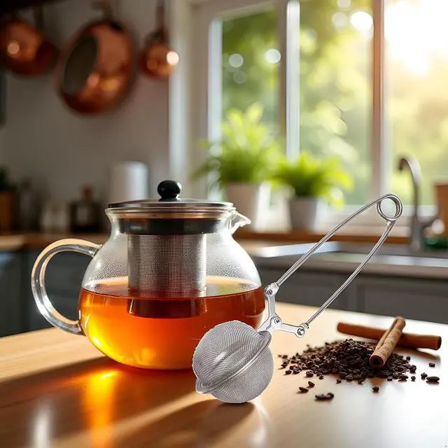 Alt view image 3 of 7 - Silver Snap Ball Tea Strainer with Handle,Tea Strainer Ball Stainless Steel Tea Infuser Filter for Loose Leaf Tea Spices Seasonings Kitchen and Dining (Large)