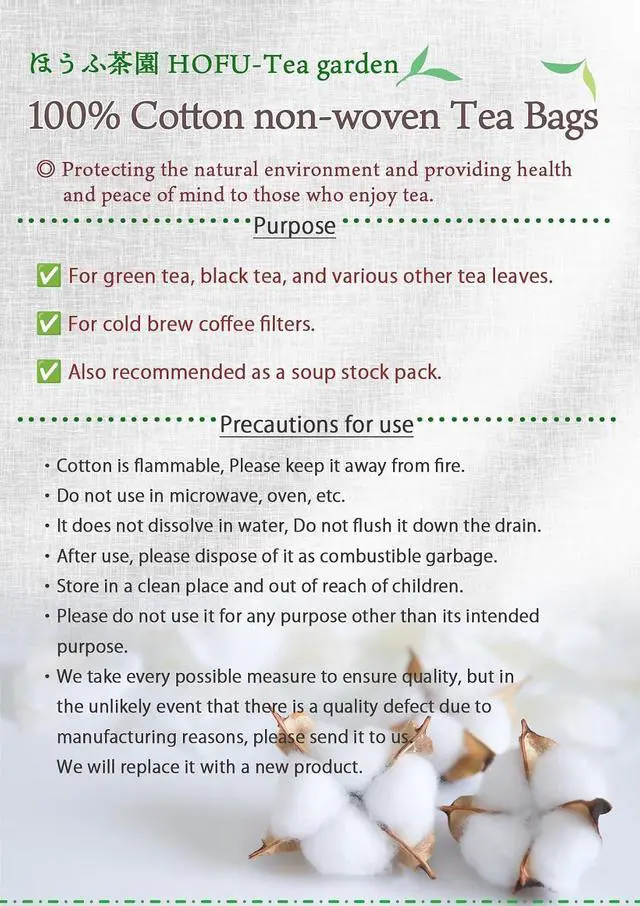 Alt view image 5 of 5 - Tea bags for loose leaf tea Cotton100% Empty Disposable Unbleached Strainer Filter Bags ECO 30pcs x 4sets (3.7 x 2.8Inch)