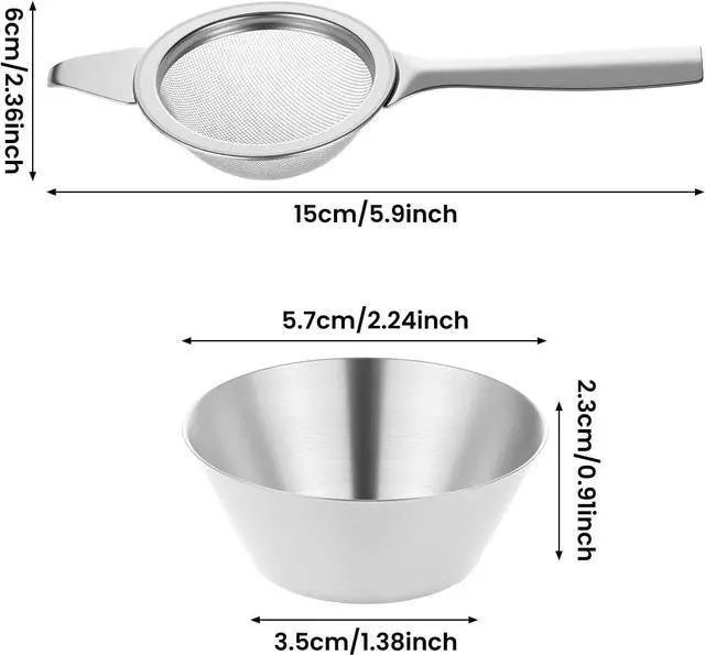 Alt view image 4 of 7 - 2.2" Matcha Sifter Mini Fine Mesh Strainers Small Tea Strainers Matcha Filter with Handle Metal Sieve Stainless Steel for Cocktail Loose Tea Coffee, Silver
