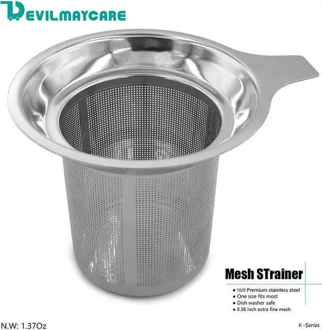 Alt view image 6 of 7 - Daycount Stainless Steel Reusable Filter, Tea Baskets Mesh Coffee Espresso Strainer Dripper With Holder