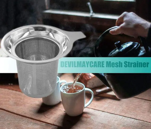 Alt view image 7 of 7 - Daycount Stainless Steel Reusable Filter, Tea Baskets Mesh Coffee Espresso Strainer Dripper With Holder
