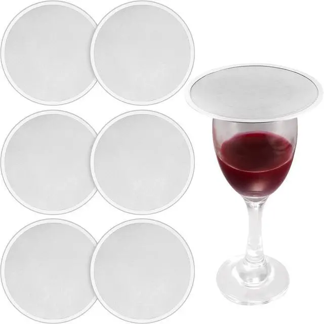 Main image of Stainless Steel Drink Covers Wine Glass Cover Keeps Debris Out Cup Covers Wine Glass Lid Mesh Ventilated Discs for Beverage Cover Outdoors Ventilation Reducing Splashing (6 Pieces)