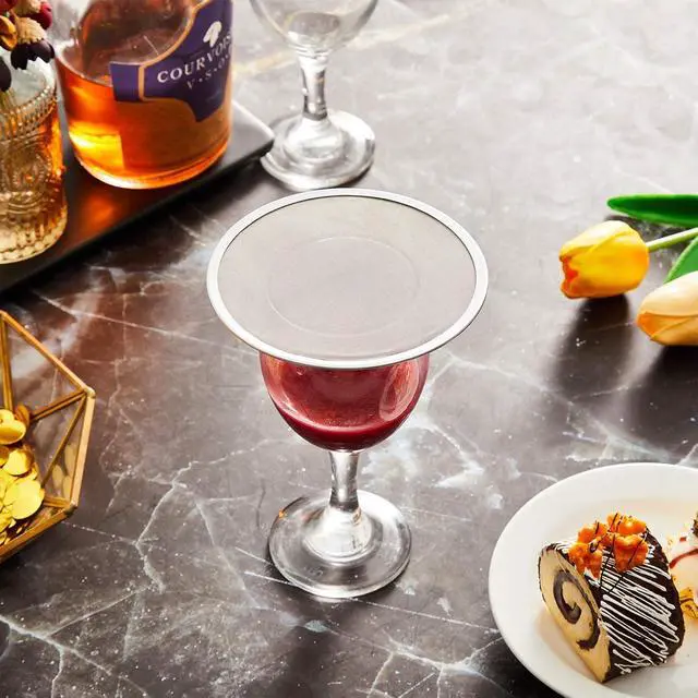 Alt view image 4 of 7 - Stainless Steel Drink Covers Wine Glass Cover Keeps Debris Out Cup Covers Wine Glass Lid Mesh Ventilated Discs for Beverage Cover Outdoors Ventilation Reducing Splashing (6 Pieces)
