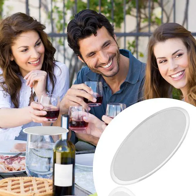 Alt view image 5 of 7 - Stainless Steel Drink Covers Wine Glass Cover Keeps Debris Out Cup Covers Wine Glass Lid Mesh Ventilated Discs for Beverage Cover Outdoors Ventilation Reducing Splashing (6 Pieces)