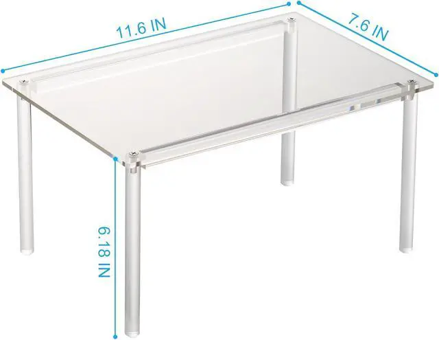 Alt view image 5 of 6 - HENABLE 1 Pack Acrylic Cabinet Organizer, Kitchen Countertop Counter Organizer, Clear Spice Rack, Shelf Risers Cabinets for Bathroom, Desk, Dresser Cupboard Organizers and Storage