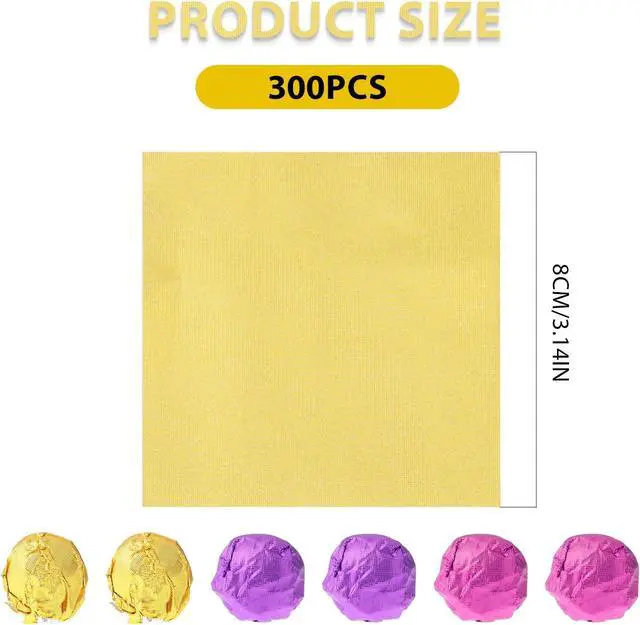 Alt view image 2 of 7 - 300pcs Chocolate Wrappers Colored Aluminium Foil Candy Wrappers 3x3 Inch
