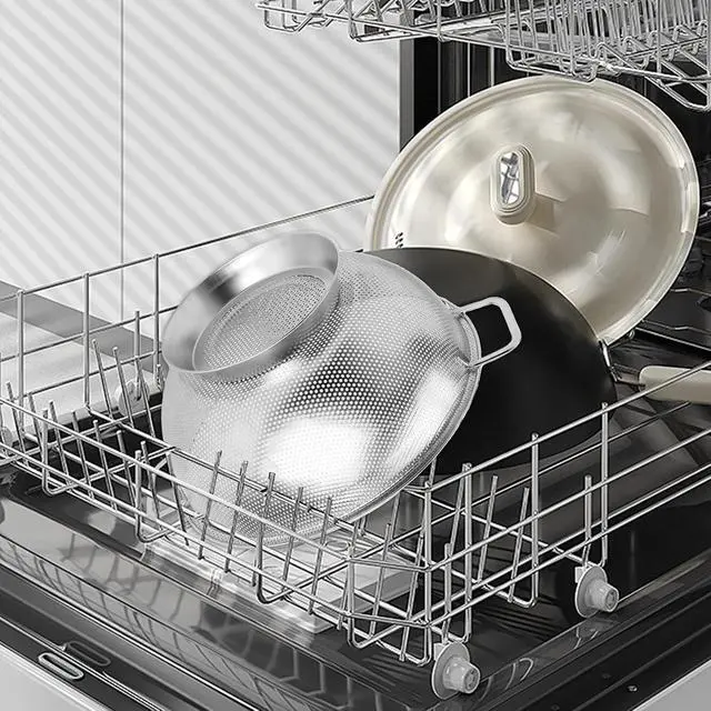 Alt view image 6 of 7 - 304 Stainless Steel Colander, Micro-Perforated 3-Quart Strainer with Base, Dishwasher Safe. Great for Pasta, Noodles, Vegetables & Fruits