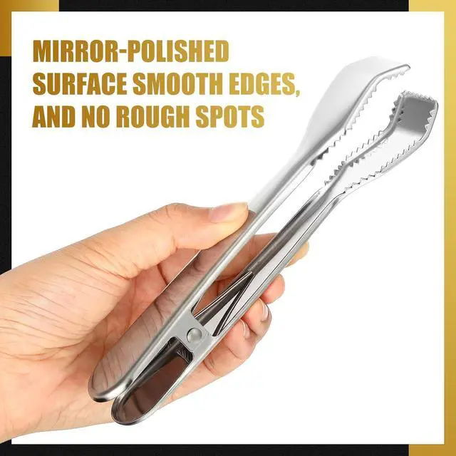 Alt view image 3 of 7 - 1 Pcs Ice Tongs for Ice Bucket Silver Stainless Steel Food Serving Tongs with Teeth for Bar Hotel Home Kitchen Cocktail Whiskey Tea Party Serving Utensils Housewarming Gift