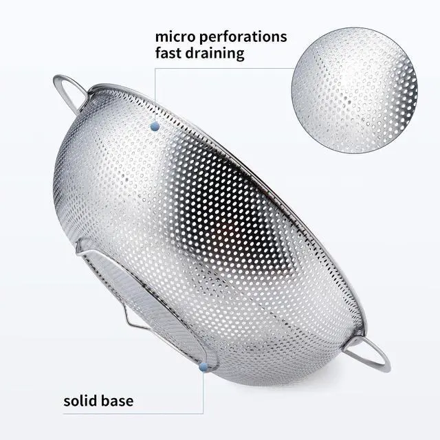 Alt view image 3 of 7 - Gulex Colander Stainless Steel 3-Quart with Base, Strainer for Kitchen Food