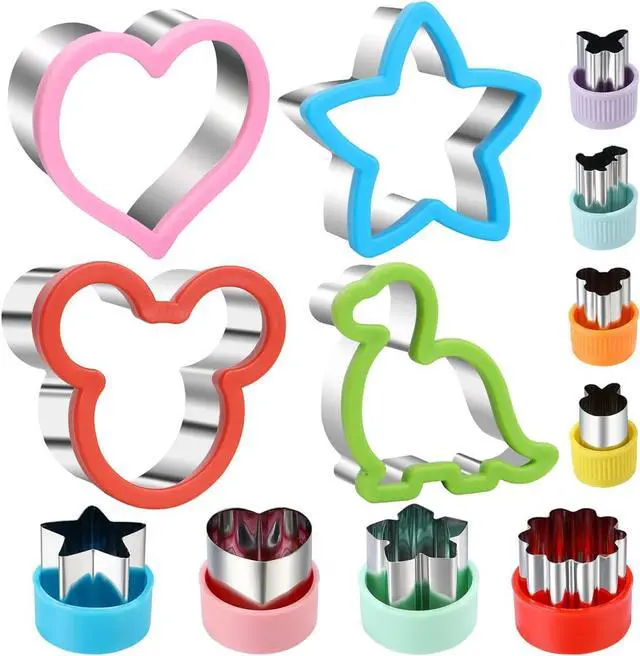 Main image of Elfkitwang Sandwich Cookie Cutters Set, Dinosaur,Heart,Star,Mouse,Sandwich Knife Cookie Knife Vegetable Cutter Food Grade Cookie Mould.(12Pcs)