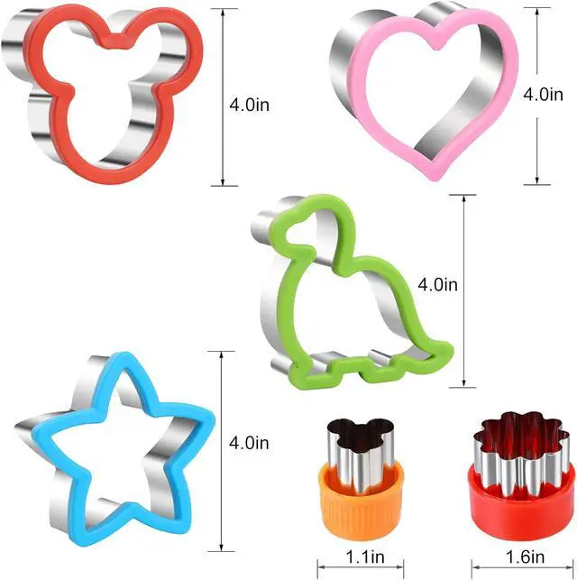 Alt view image 2 of 7 - Elfkitwang Sandwich Cookie Cutters Set, Dinosaur,Heart,Star,Mouse,Sandwich Knife Cookie Knife Vegetable Cutter Food Grade Cookie Mould.(12Pcs)