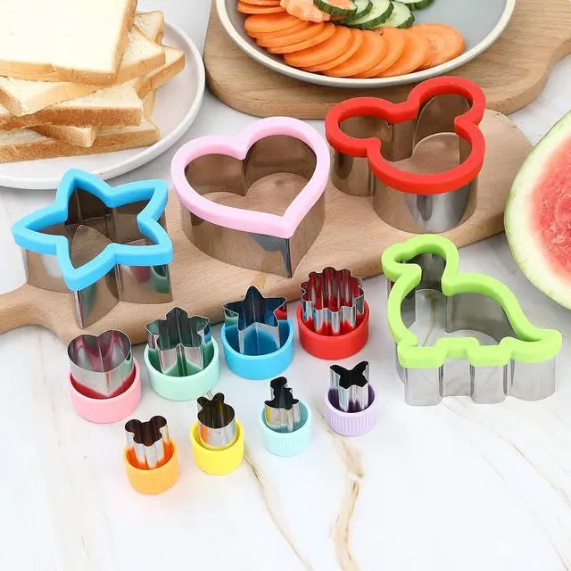 Alt view image 3 of 7 - Elfkitwang Sandwich Cookie Cutters Set, Dinosaur,Heart,Star,Mouse,Sandwich Knife Cookie Knife Vegetable Cutter Food Grade Cookie Mould.(12Pcs)