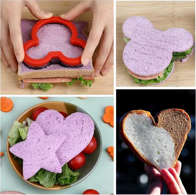 Alt view image 7 of 7 - Elfkitwang Sandwich Cookie Cutters Set, Dinosaur,Heart,Star,Mouse,Sandwich Knife Cookie Knife Vegetable Cutter Food Grade Cookie Mould.(12Pcs)