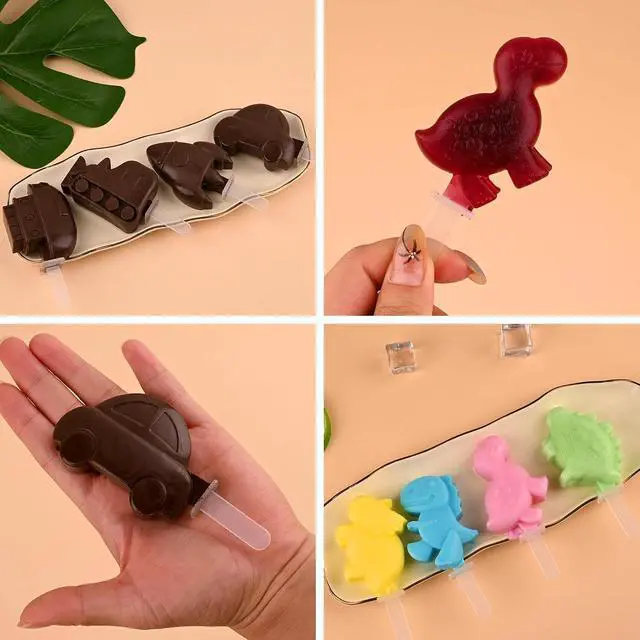Alt view image 6 of 6 - WMKGG Cartoon Silicone Popsicle Molds for Kids, 2 PCS Popsicles Molds