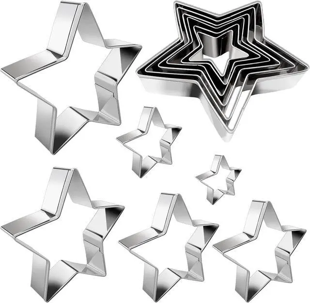 Main image of Star Cookie Cutter Set 6pcs Star Shaped Mold Metal Cookie Cutters Sandwiches Cutter Shapes Biscuit Mold for Kids Holiday Birthday Party