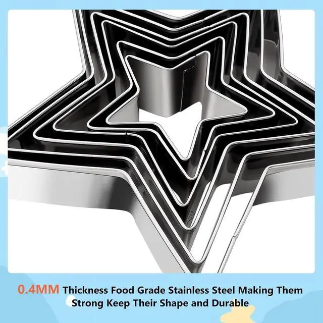 Alt view image 5 of 7 - Star Cookie Cutter Set 6pcs Star Shaped Mold Metal Cookie Cutters Sandwiches Cutter Shapes Biscuit Mold for Kids Holiday Birthday Party
