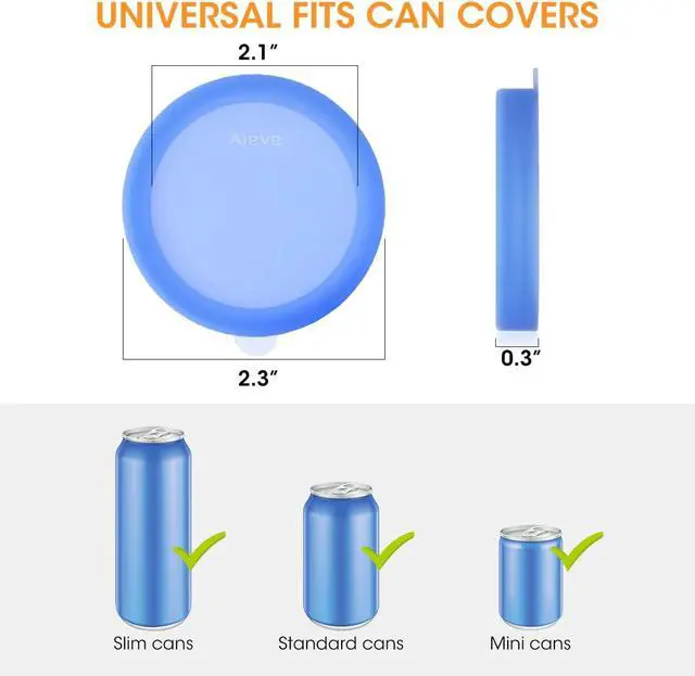 Alt view image 2 of 6 - Aieve Silicone Soda Can Lids, Reusable Can Covers/Toppers for Soda, Can Saver for Soda, Pop, Coke, Beverage, Fits Slim Standard Mini Cans (6 Pack, Assorted, BPA-Free)