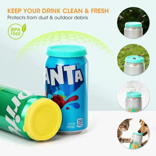 Alt view image 3 of 6 - Aieve Silicone Soda Can Lids, Reusable Can Covers/Toppers for Soda, Can Saver for Soda, Pop, Coke, Beverage, Fits Slim Standard Mini Cans (6 Pack, Assorted, BPA-Free)