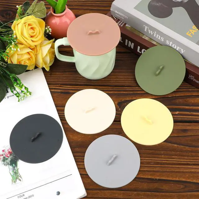 Alt view image 7 of 7 - 6pcs Silicone Cup Lids, 3.93 Inch Diameter Colorful Mug Cover Anti-dust Airtight Hot Cup Lids Universal Reusable Drink Covers for Tea Cups Mugs and Coffee Cup