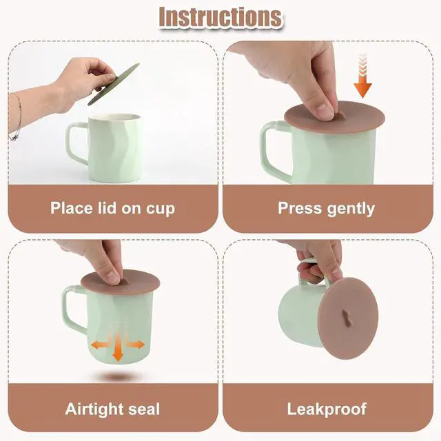 Alt view image 5 of 7 - 6pcs Silicone Cup Lids, 3.93 Inch Diameter Colorful Mug Cover Anti-dust Airtight Hot Cup Lids Universal Reusable Drink Covers for Tea Cups Mugs and Coffee Cup