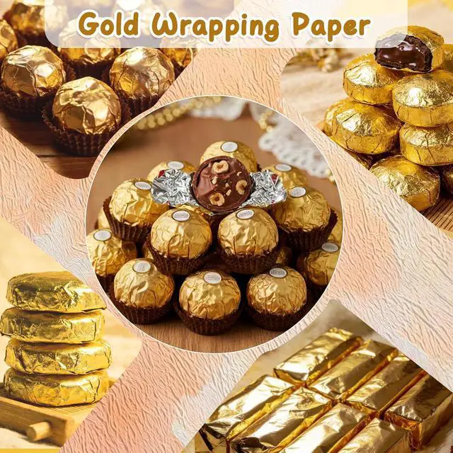 Alt view image 3 of 7 - Wowagoga 200 Pcs Foil Candy Wrappers - 6x6 Inches Gold Aluminum Foils Paper