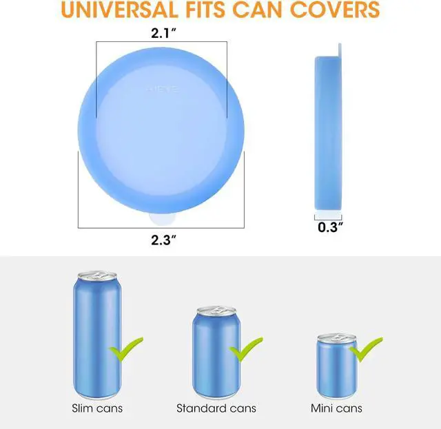 Alt view image 2 of 7 - Aieve Silicone Soda Can Lids, 8 Packs Reusable Can Covers for Carbonated Beverage, BPA-Free Stopper or Protector for Soda Juice Coke Beer, Fits Standard Mini Slim Cans