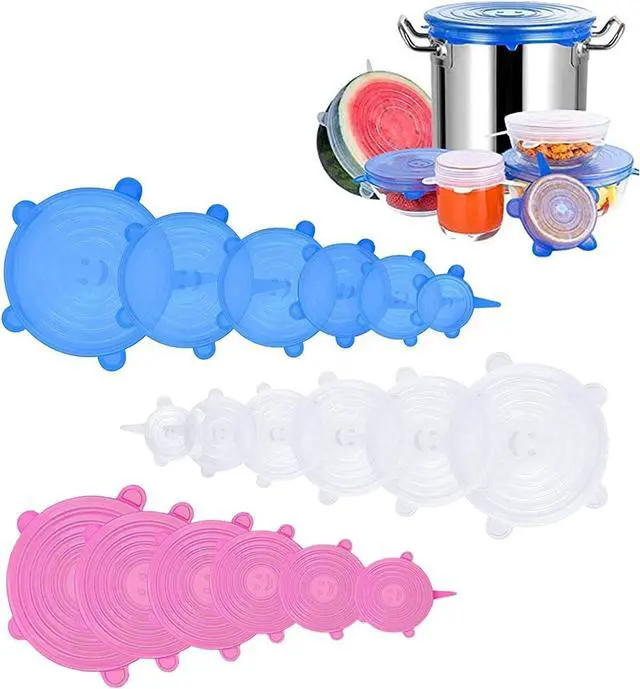 Main image of Silicone Stretch Lids, 18 Pack Reusable Silicone Lids, Silicone Bowl Covers, 6 Sizes Silicone Covers Apply to Food Container, for Freezer & Microwave
