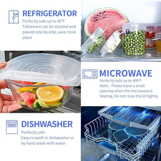 Alt view image 3 of 7 - Silicone Stretch Lids, 18 Pack Reusable Silicone Lids, Silicone Bowl Covers, 6 Sizes Silicone Covers Apply to Food Container, for Freezer & Microwave